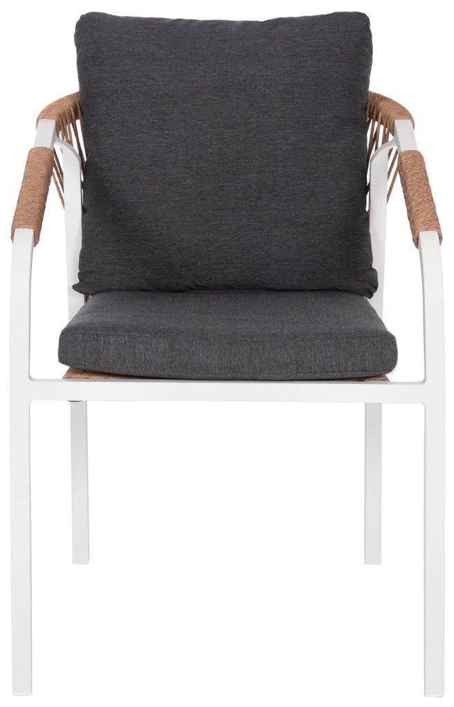 Καρέκλα - Πολυθρόνα MAERLY C6051.01 Αλουμινίου Λευκή με P.E. Rattan Καφέ και Ανθρακί μαξιλάρια 55,5x62,5x76,5-85 εκ. 55.5x62.5x85 εκ.