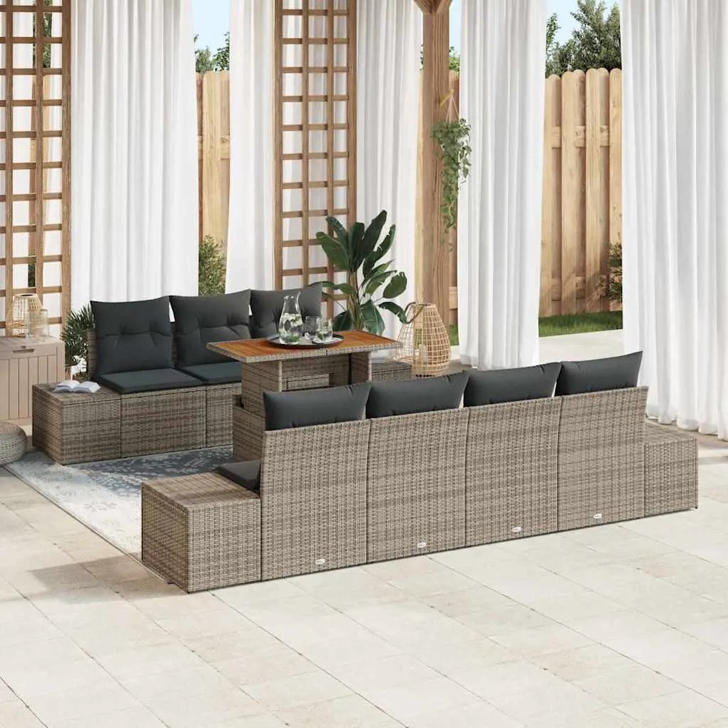 vidaXL Σέτ φαγητού για κήπο 8 pcs Γκρι, Καφέ 100 x 55 x 73 εκ