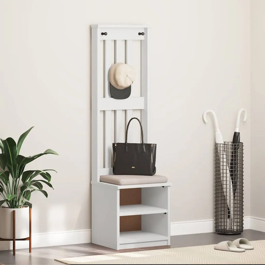 vidaXL Δέντρο χωλ SANDNES Λευκό 45x40x159,5 εκ. Πεύκο μασίφ ξύλο