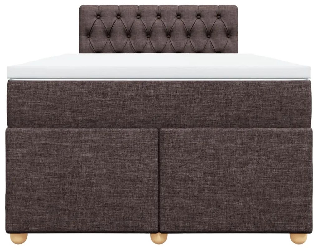 vidaXL Κρεβάτι Boxspring με Στρώμα Σκούρο Καφέ 120x190 εκ Υφασμάτινο