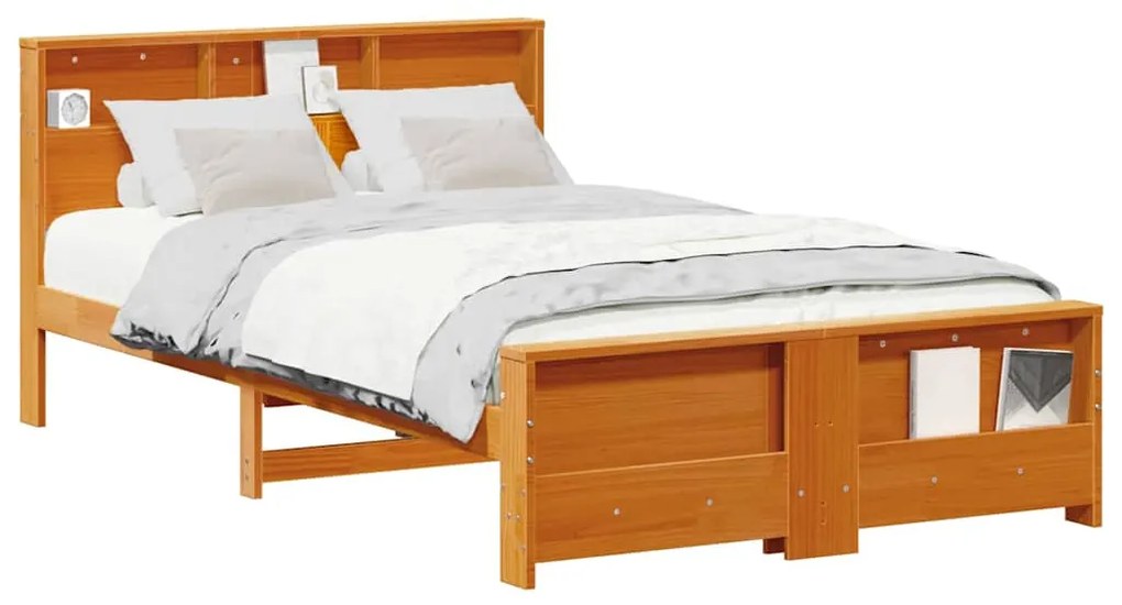 vidaXL Σκελετός Κρεβατιού Καφέ κεριού 140 x 190 cm Μασίφ ξύλο πεύκου