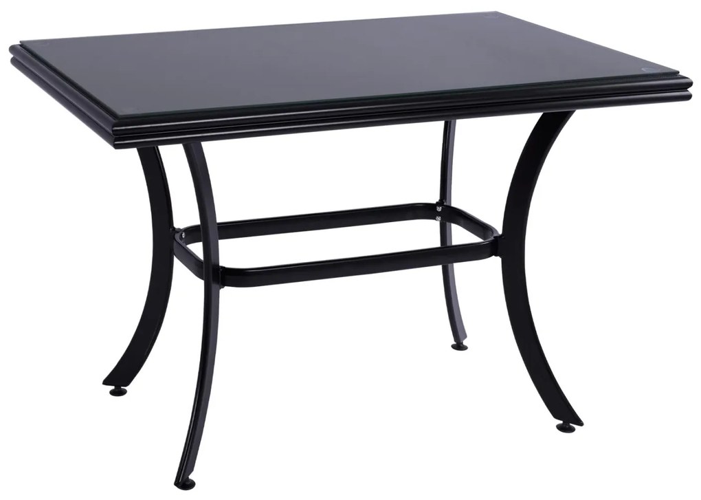 Τραπέζι JAXEN Αλουμινίου Μαύρο με Γυαλί Ασφαλείας και Textilene 120x70x78Υ εκ. 120x70x78 εκ.