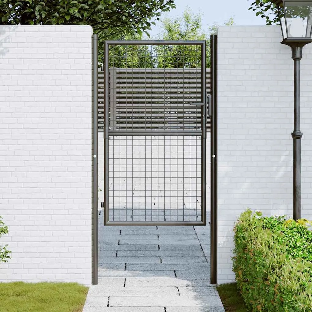vidaXL Πόρτα Κήπου με Πλέγμα Γκρι 100x150 εκ. από Γαλβανισμένο Ατσάλι