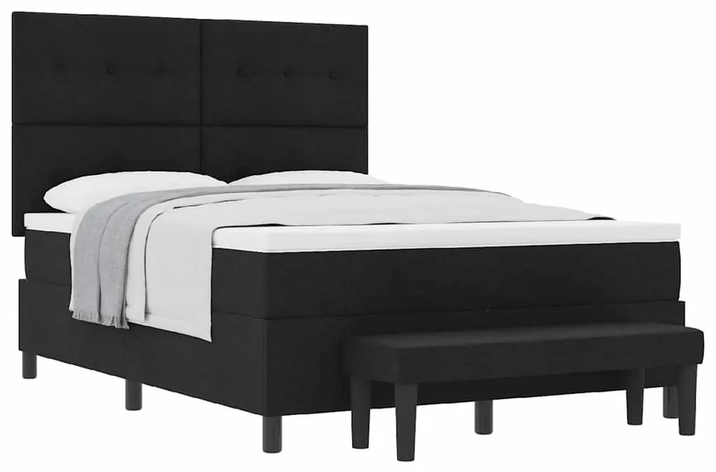 vidaXL Κρεβάτι με ελατήρια με στρώμα Μαύρο 140 x 200 cm ύφασμα