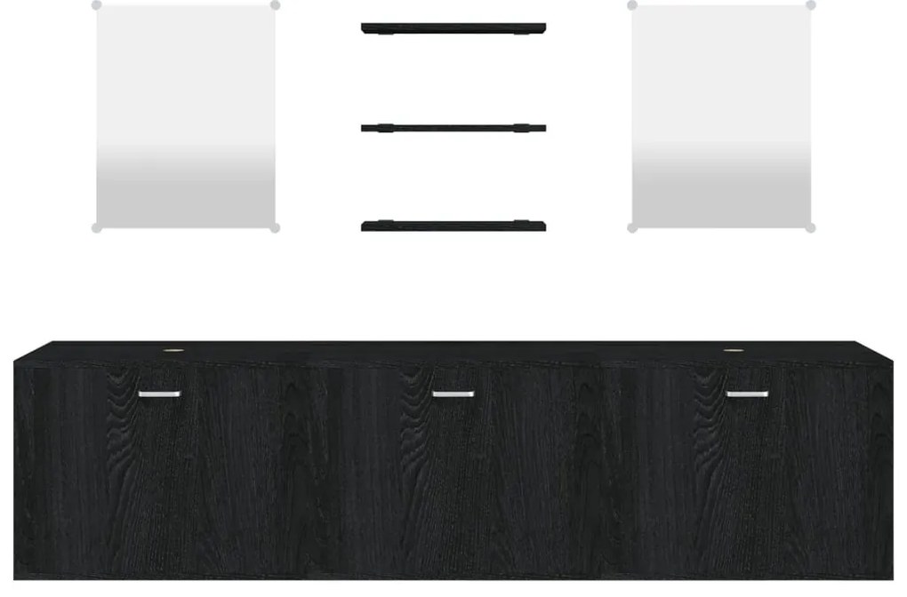 vidaXL Σετ Επίπλων Μπάνιου 6 Τεμαχίων Μαύρο από Επεξεργασμένο Ξύλο