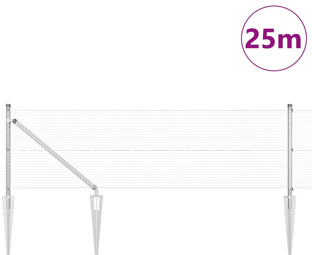 vidaXL Φράχτης με 13 Στυλ 0.4x25 μ Γαλβανισμένος Χάλυβας