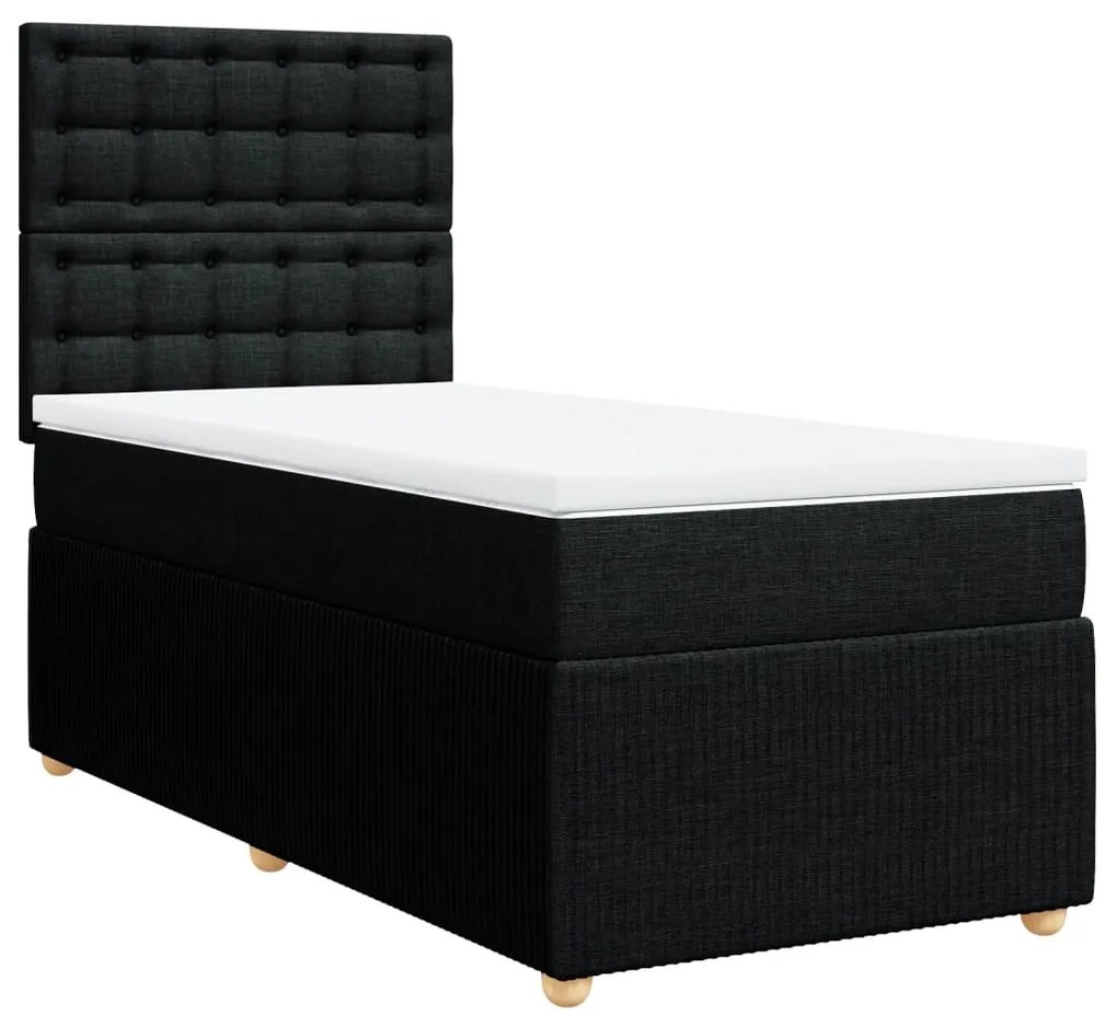 vidaXL Κρεβάτι Boxspring με Στρώμα Μαύρο 80 x 200 εκ. Υφασμάτινο