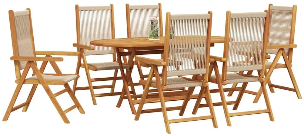 vidaXL Σέτ φαγητού για κήπο 7 pcs Μπεζ