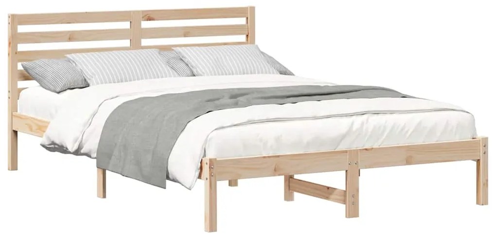 vidaXL Σκελετός Κρεβατιού Καφέ 140 x 210 cm Μασίφ ξύλο πεύκου