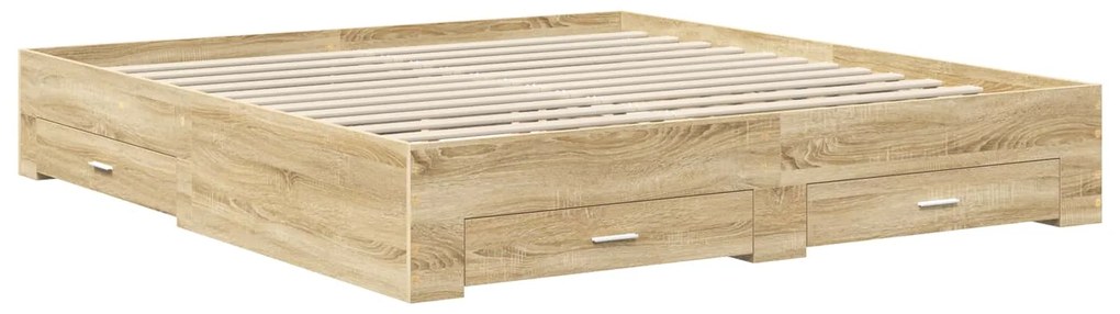 vidaXL Σκελετός Κρεβατιού Δρύς Sonoma 200 x 200 cm Επεξεργασμένο ξύλο