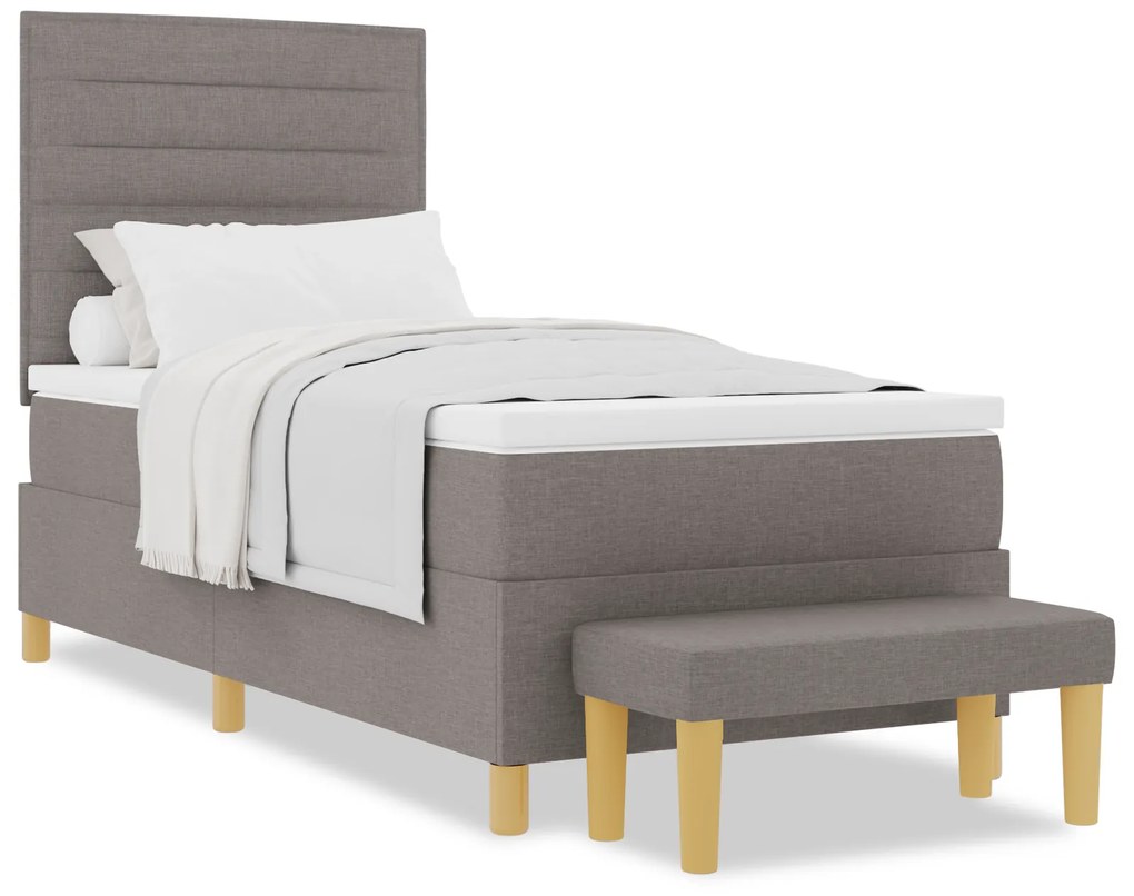 vidaXL Box Spring Κρεβάτι με Στρώμα & Πάγκο Ταύρου 90x190 εκ. Ύφασμα