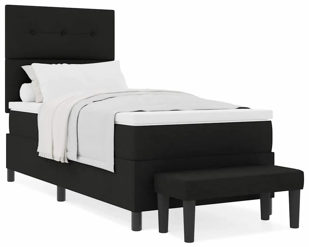 vidaXL Κρεβάτι με ελατήρια με στρώμα Μαύρο 100 x 200 cm ύφασμα
