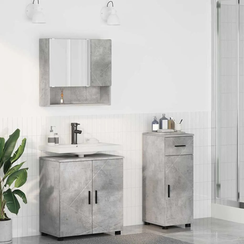 vidaXL Σετ Επίπλων Μπάνιου 3 pcs Γκρι σκυροδέματος 61 x 35 x 64 εκ.