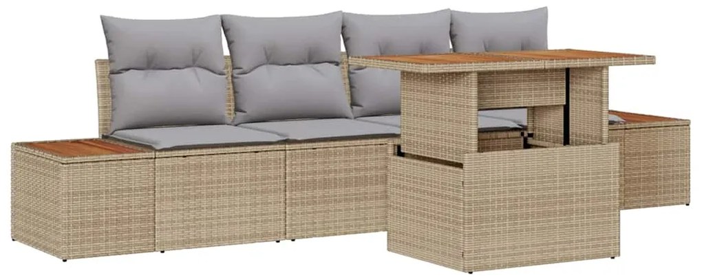 vidaXL Σέτ φαγητού για κήπο 5 pcs Μπεζ, Γκρι 100 x 55 x 73 εκ