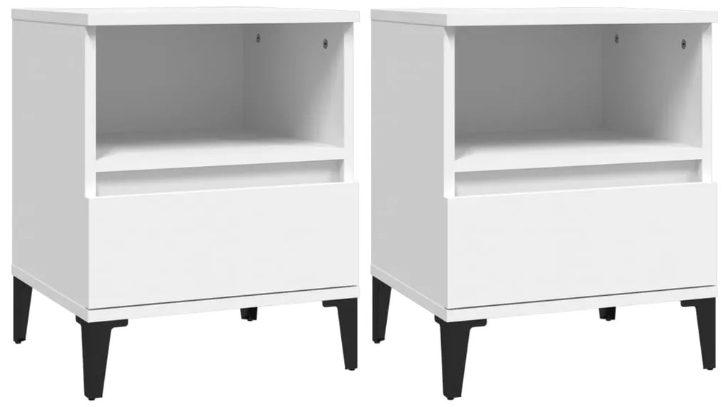 vidaXL Κομοδίνα 2 τεμ. Λευκά 40 x 35 x 50 εκ.