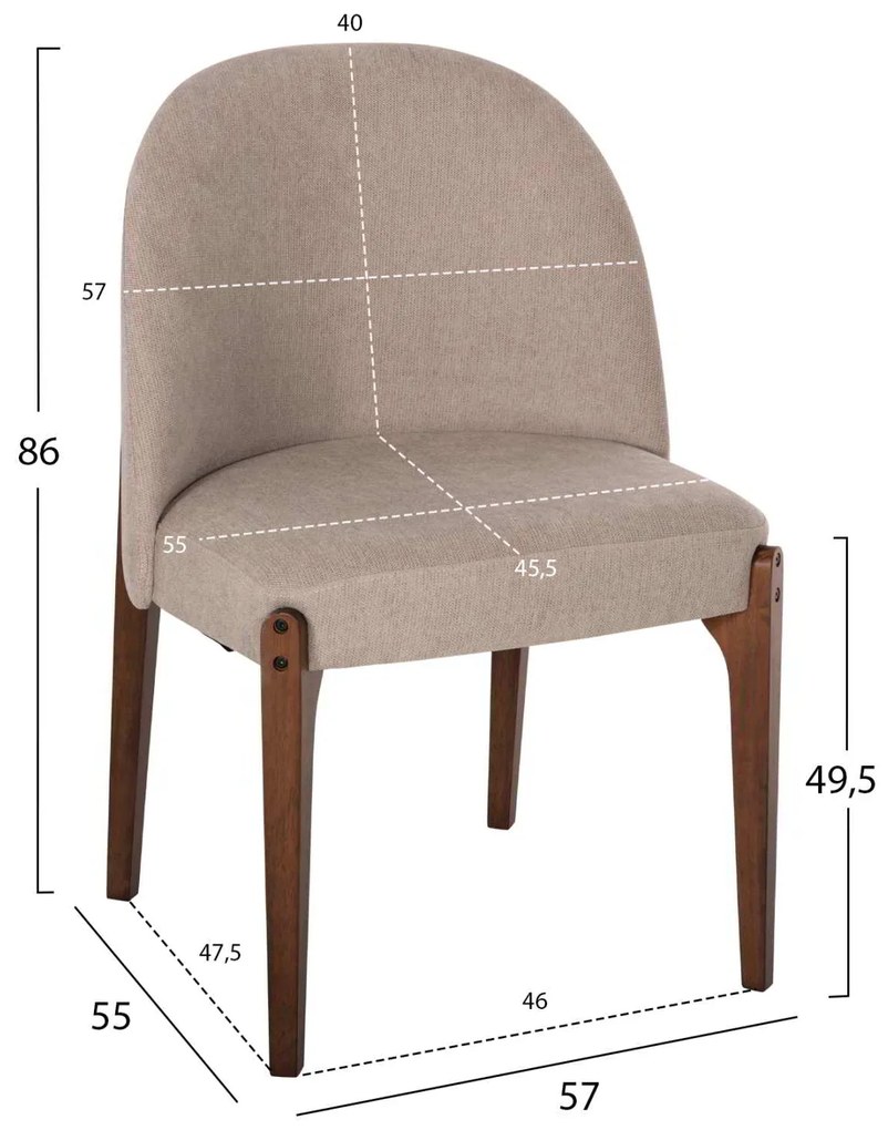 ΚΑΡΕΚΛΑ ΤΡΑΠΕΖΑΡΙΑΣ RAMMER HM9744.02 RUBBERWOOD ΣΕ ΚΑΡΥΔΙ-ΕΚΡΟΥ ΥΦΑΣΜΑ 57x55x86Υεκ.