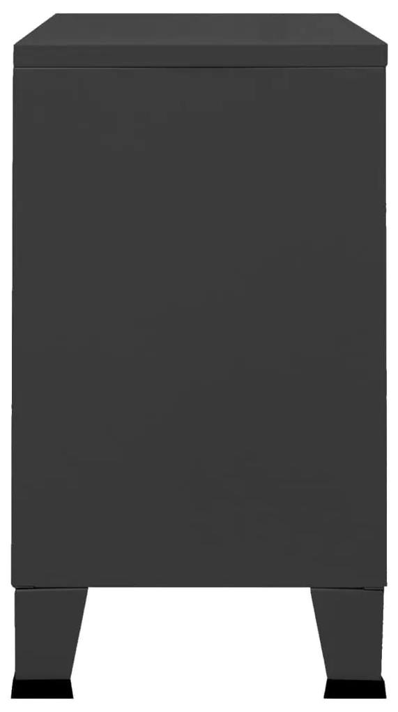 Μπουφές Βιομηχανικό Στιλ Μαύρος 105x35x62 εκ. Μέταλλο / Γυαλί - Μαύρο