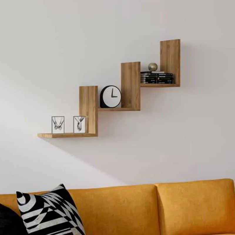 Ραφιέρα τοίχου Mauer pakoworld σε καρυδι απόχρωση 90x19,6x60εκ
