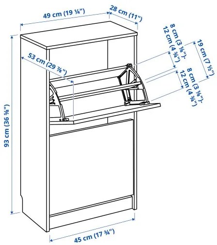 BISSA παπουτσοθήκη με 2 τμήματα, 49x28x93 cm 705.302.56