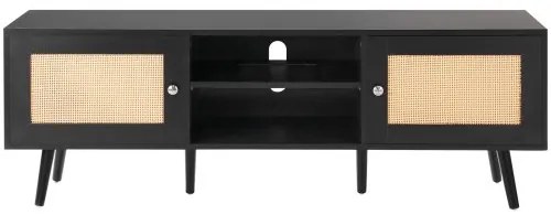 VEVOR Rattan TV Stand for 65&quot; TV Boho TV Stand with Build-in Socket Black