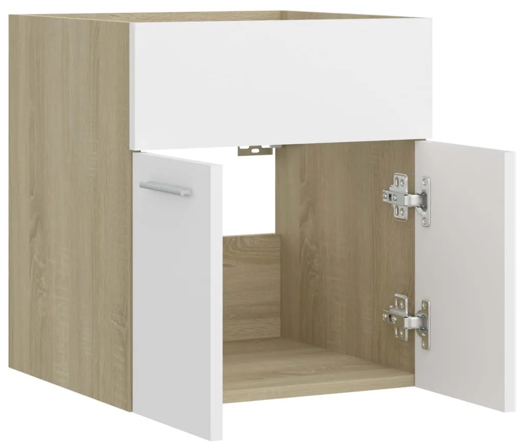 vidaXL Ντουλάπι Νιπτήρα Λευκό/Sonoma Δρυς 41x38,5x46 εκ από Επεξ. Ξύλο