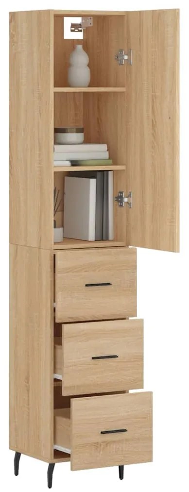 vidaXL Μπουφές Sonoma δρυς 34,5 x 34 x 180 εκ. από Επεξεργασμένο Ξύλο
