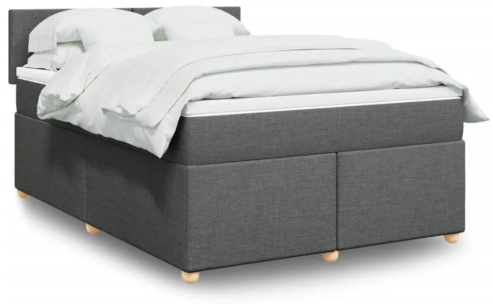 ΚΡΕΒΑΤΙ BOXSPRING ΜΕ ΣΤΡΩΜΑ ΣΚΟΥΡΟ ΓΚΡΙ 160X200 ΕΚ ΥΦΑΣΜΑΤΙΝΟ 3289025