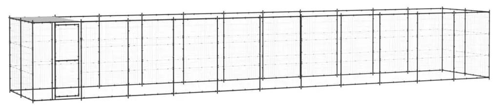 Κλουβί Σκύλου Εξωτ. Χώρου με Στέγαστρο 26,62 μ² από Ατσάλι - Μαύρο