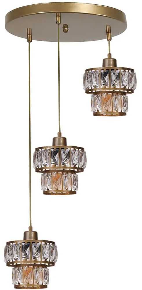 Φωτιστικό Οροφής 534LUN6009 Φ30x80cm 3xE27 40W Gold Opviq