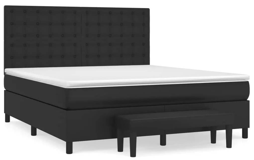 vidaXL Κρεβάτι Boxspring με Στρώμα Μαύρο 160x200εκ.από Συνθετικό Δέρμα