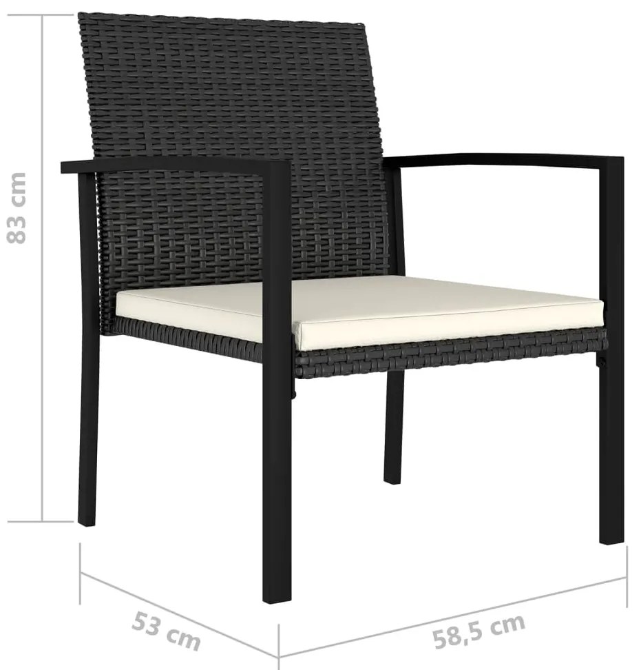 vidaXL Καρέκλες Τραπεζαρίας Κήπου 2 τεμ. Μαύρες από Συνθετικό Ρατάν