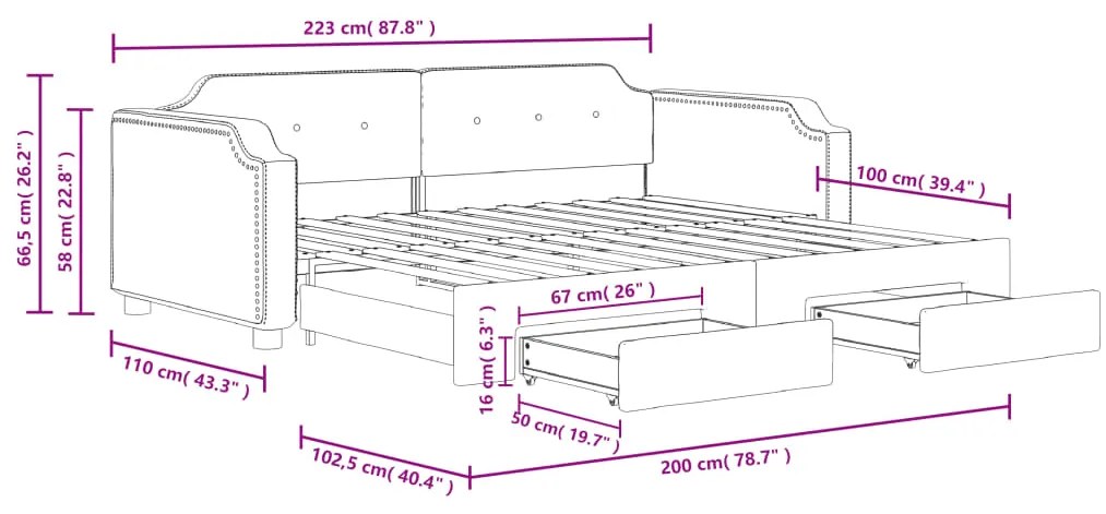 Καναπές Κρεβάτι Συρόμενος Taupe 100x200εκ. Υφασμάτινος Συρτάρια - Μπεζ-Γκρι