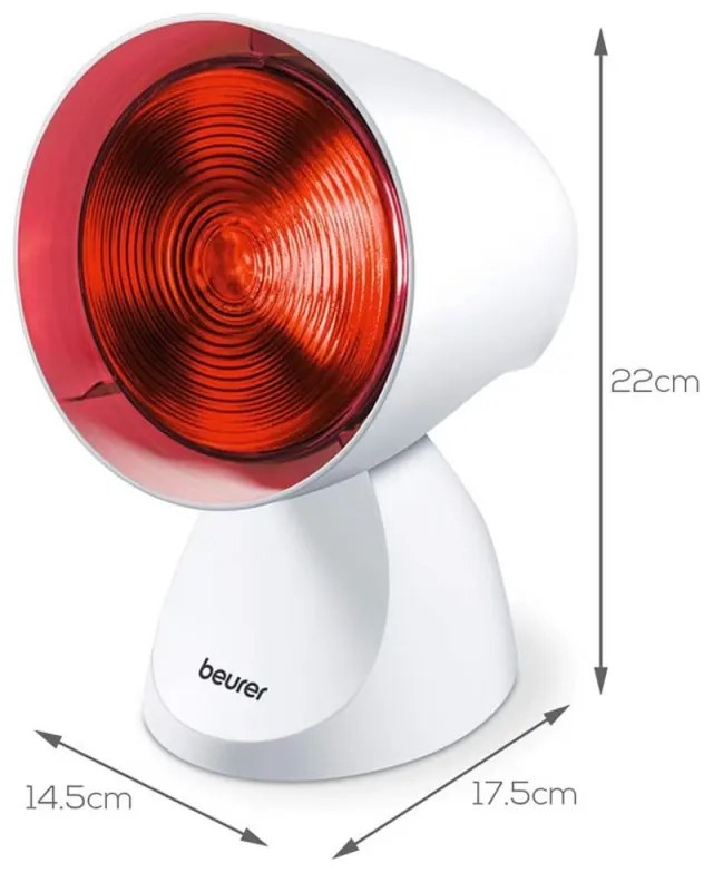 Λαμπτήρας υπερύθρων Beurer IL 21, 150W, 5 ρυθμίσεις κλίσης, Συνεχής λειτουργία, Γυαλιά ασφαλείας, Λευκό