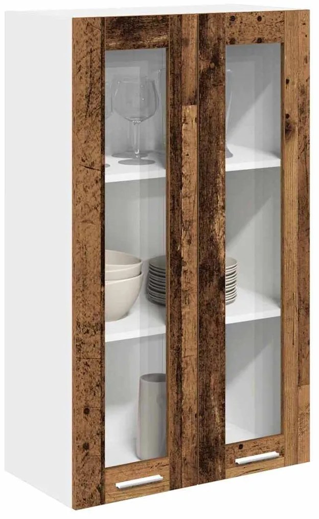 vidaXL Κρεμαστό ντουλάπι με αποθήκευση Παλιό ξύλο 60 x 31 x 100 εκ.