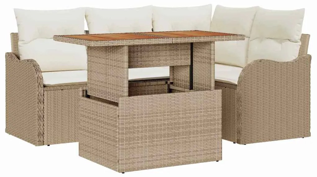 vidaXL Σετ Καναπέ Κήπου 5 pcs μπεζ και κρεμ 100 x 55 x 73 εκ