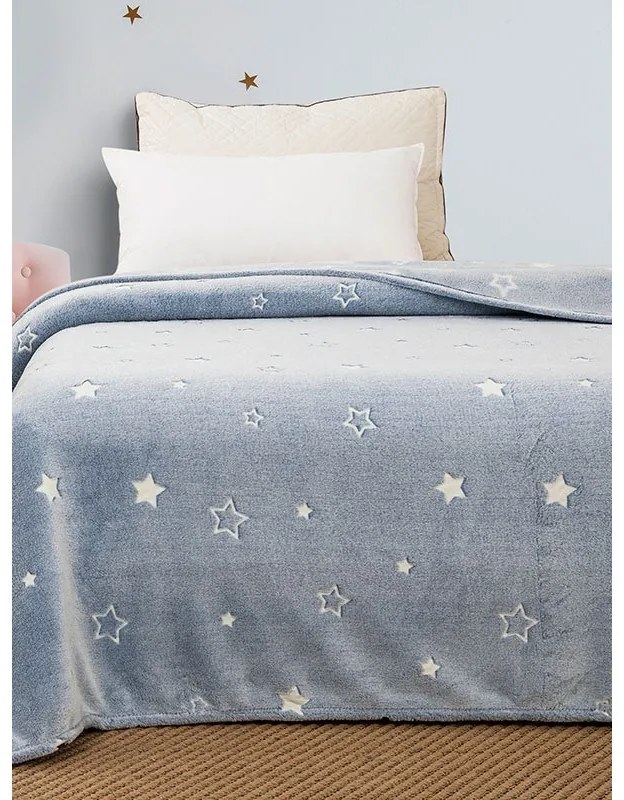 Κουβέρτα Φωσφοριζέ Κούνιας Stars Blue 110x140