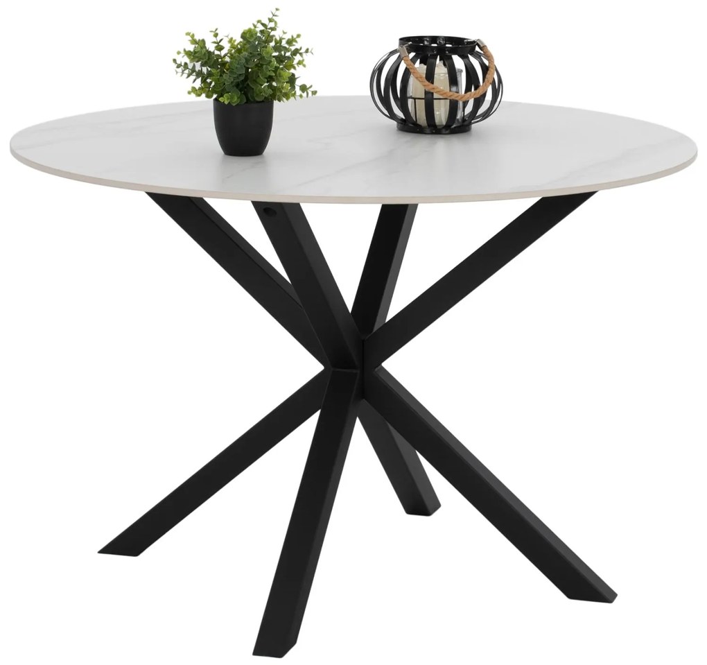 DINING TABLE ROUND SYNTEC  SINTERED STONE WHITE METAL LEGS Φ115x75H