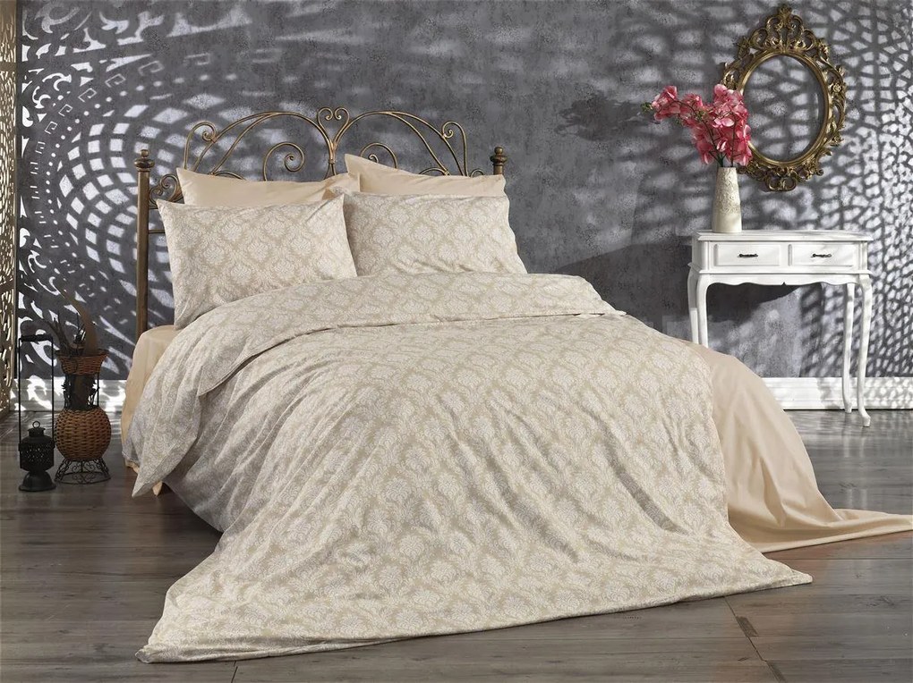 Σετ Σεντόνια Εμπριμέ Polycotton Μονά 160x240εκ. Οφηλία 275 Beige DimCol