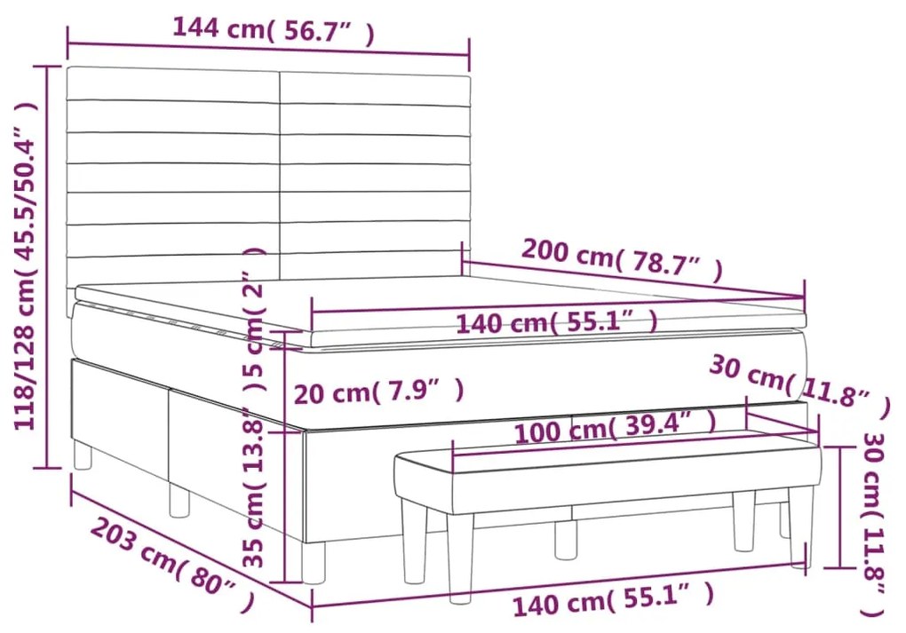 ΚΡΕΒΑΤΙ BOXSPRING ΜΕ ΣΤΡΩΜΑ ΚΡΕΜ 140X200 ΕΚ. ΥΦΑΣΜΑΤΙΝΟ 3136682