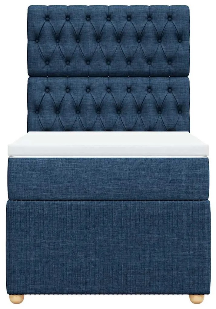 vidaXL Κρεβάτι Boxspring με Στρώμα Μπλε 80x200 εκ. Υφασμάτινο