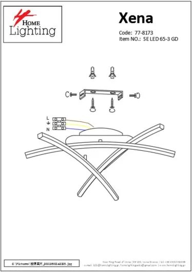 SE LED 65-3 XENA CEILING BRUSHED GOLD Ε3