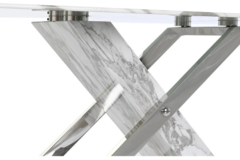 Τραπεζάκι Καφέ DKD Home Decor Λευκό Ασημί Κρυστάλλινο Χάλυβας 120 x 60 x 42 cm