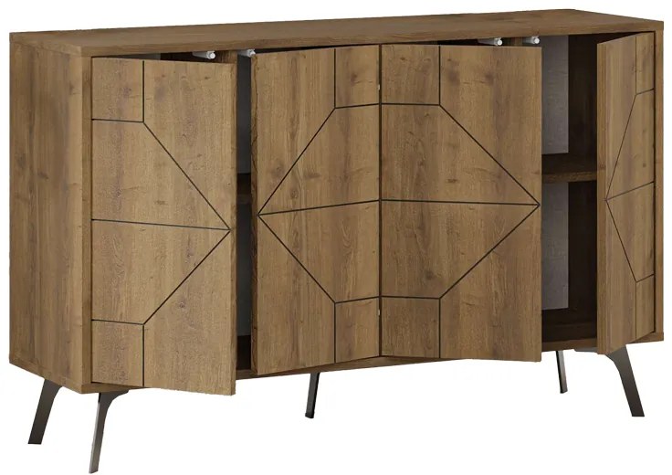 Μπουφές Dune pakoworld σε καρυδί απόχρωση 123x35x77.4εκ (1 τεμάχια)