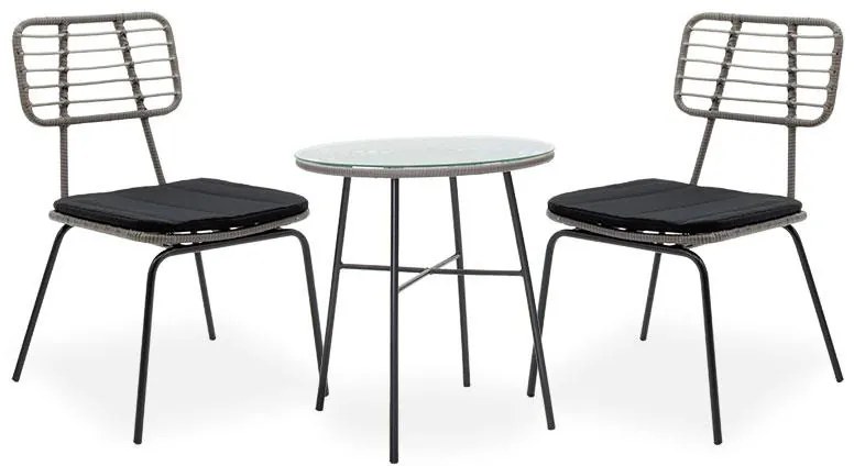 Σετ κήπου Τραπεζαρίας Gaus-Naoki C375 σετ 3τεμ μέταλλο μαύρο pe γκρι