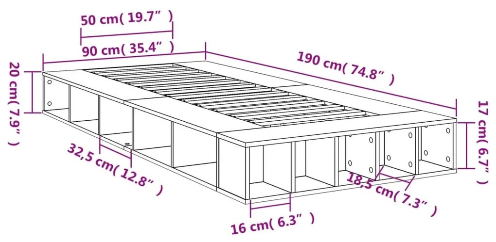 ΠΛΑΙΣΙΟ ΚΡΕΒΑΤΙΟΥ SONOMA ΔΡΥΣ 90 X 190 ΕΚ. ΕΠΕΞΕΡΓΑΣΜΕΝΟ ΞΥΛΟ 3280526