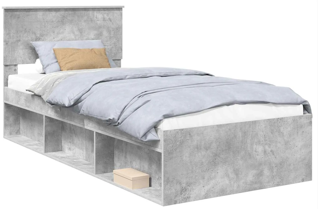 vidaXL Σκελετός Κρεβατιού Γκρι Μπετόν 100 x 200 cm Επεξεργασμένο ξύλο