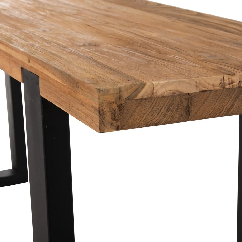 Κονσόλα SHIRE C9800 Ανακυκλωμένο Ξύλο TEAK με Μαύρες Μεταλλικές Βάσεις 240x50x90Yεκ 240x50x90 εκ.