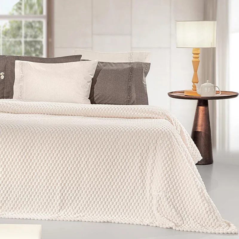 Κουβέρτα Fleece Μονή (160x220) + Διακοσμητική Μαξιλαροθήκη (Σετ) Guy Laroche Smoothie Ivory
