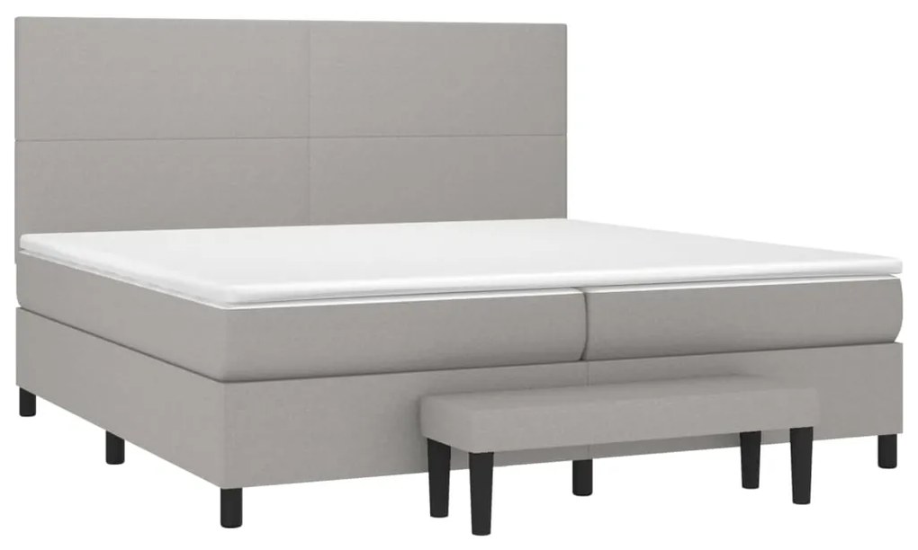 vidaXL Κρεβάτι Boxspring με Στρώμα Ανοιχτό Γκρι 200x200 εκ. Υφασμάτινο