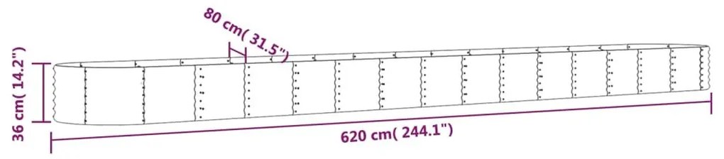 Ζαρντινιέρα Ανθρακί 620x80x36 εκ Ατσάλι με Ηλεκτρ. Βαφή Πούδρας - Ανθρακί